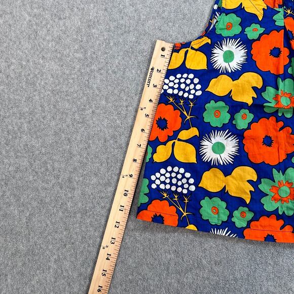 Marimekko For Target Girls Sleeveless Blouse Size Medium Retro Floral Blue Orang - Picture 6 of 9